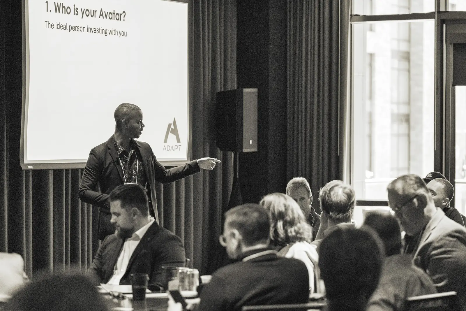 Marketing strategy consultant Merrick Lee Jr. leading a workshop on customer avatars